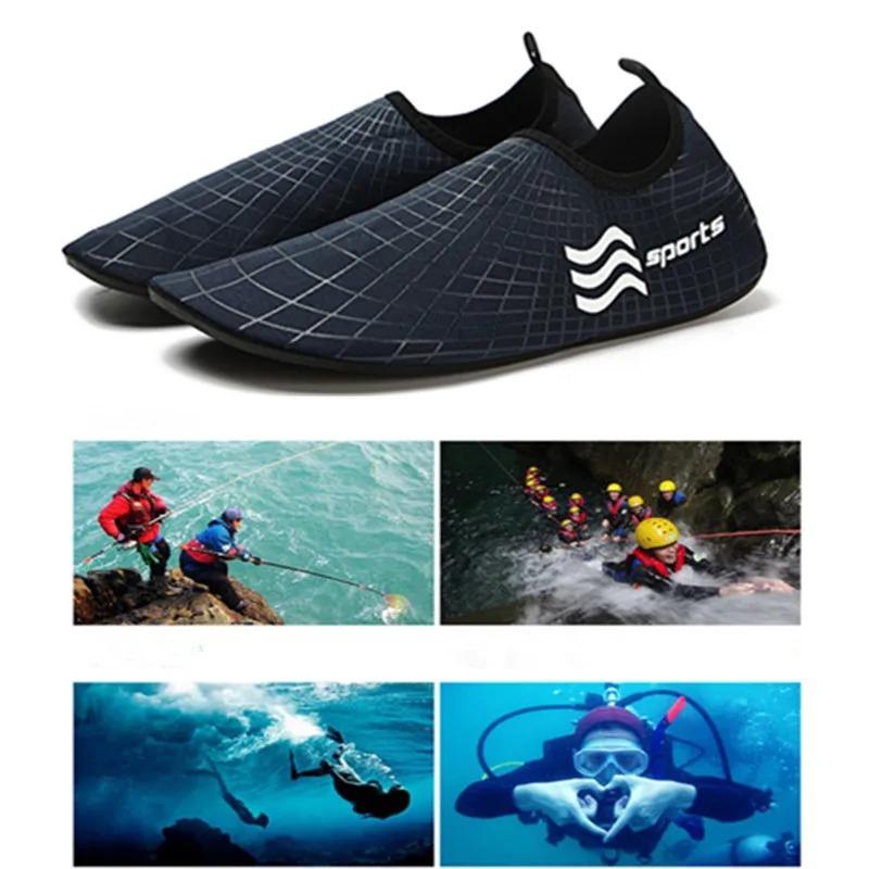 Chaussures d'eau plates confortables pour hommes et femmes, séchage rapide, pantoufles de plage pour hommes, chaussures pour la natation, chaussures de plage pour la plongée