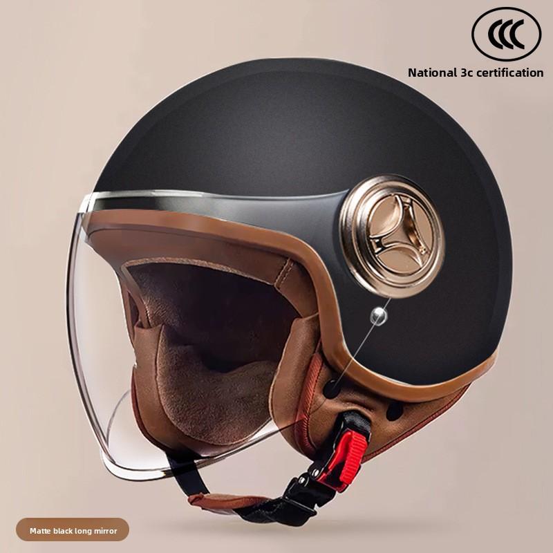 Winter Battery Car Motorcycle Retro Hard Hat Half Helmet Full Helmet Electric Vehicle Certified Helmet Men and Women