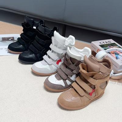 Bottes courtes rétro pour femmes à semelles épaisses Baskets décontractées pour femmes augmentant la hauteur Design montantes Bottines de randonnée Chaussures de sport