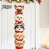 Christmas Wall Decals Puppy Stickers, Removable Self-adhesive Dog for Walls Doors, PVC Stacked Puppies Festive Indoor Murals Art Decor with Santa Hats