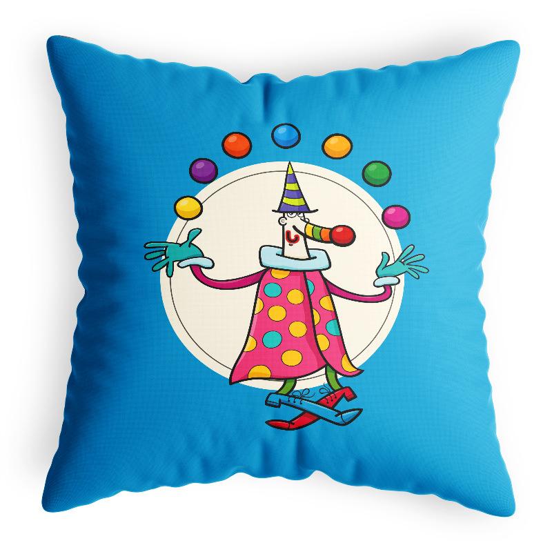 Circus Clown Cushion Cover Happy Kids Home Cartoon Cute Pillow Cover Car Restaurant Cushion Cover
