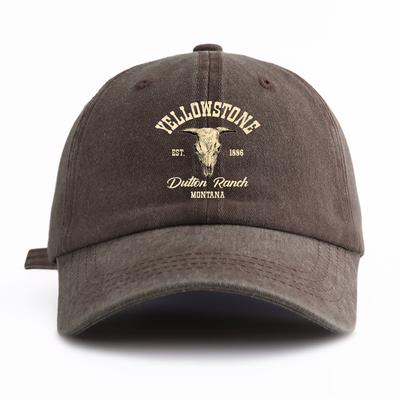 1 ks Vypraná baseballová čepice Yellowstone s potiskem pro dospělé, Minimalistický retro styl, Ležérní, Měkká, Nastavitelná, Táta kšiltovka, Perfektní jako dárek