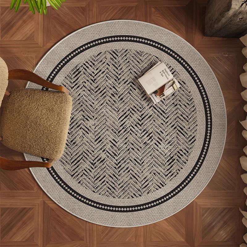 Round Flannel Modern Rug for Living Room, Study, or Bedroom - Perfect for Sofa, Coffee Table, Chair Pad, or Bedside Mat