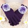 Warm gloves autumn and winter women's bow thickened fleece cold-proof outdoor riding non-inverted fleece touch screen gloves