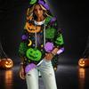 Women's Halloween Printed Hoodie 3/4 Sleeve Pullover Casual Tunic for Party