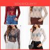 Sexy Lace Long Sleeve Shirt For Women With Sheer Mesh Fabric For Casual And Office Wear