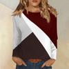 Topper med lange ermer for kvinner T-skjorte Casual trykktopper T-skjorte Rund hals Pullover Bluse