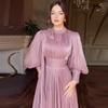 Womens Fashion Evening Dress Slim Waist Long Sleeve A-Line With Rhinestones