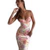 Summer European & American Women's Backless Spaghetti Strap Print Dress
