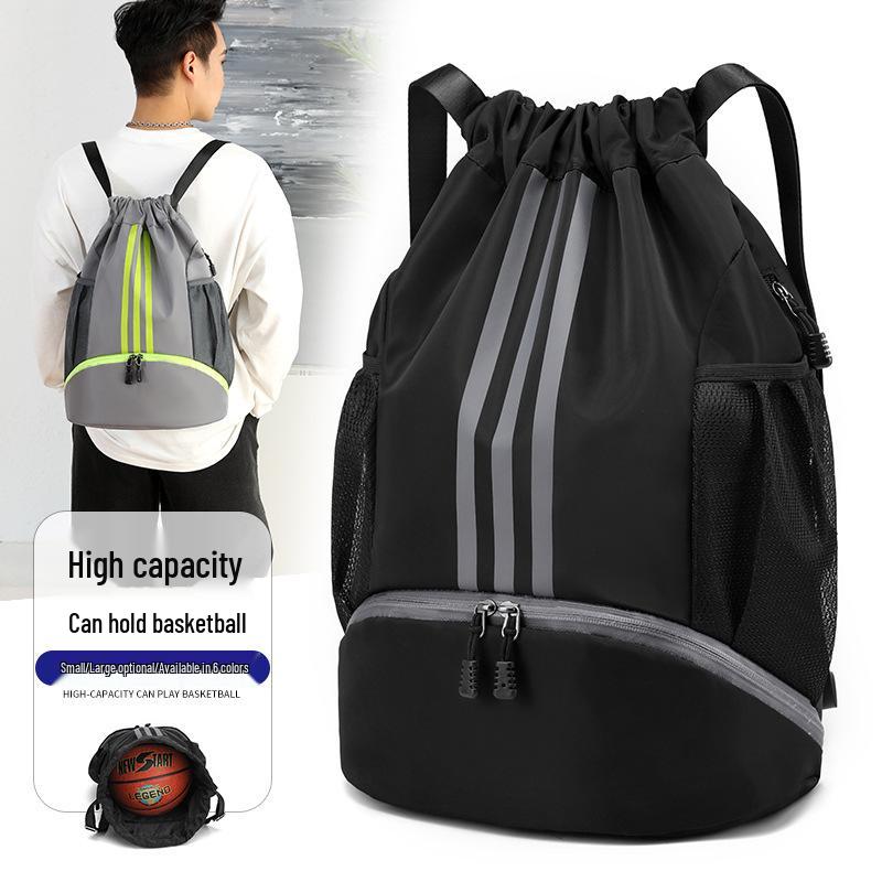Men's Basketball Drawstring Backpack with Wet/Dry Separation