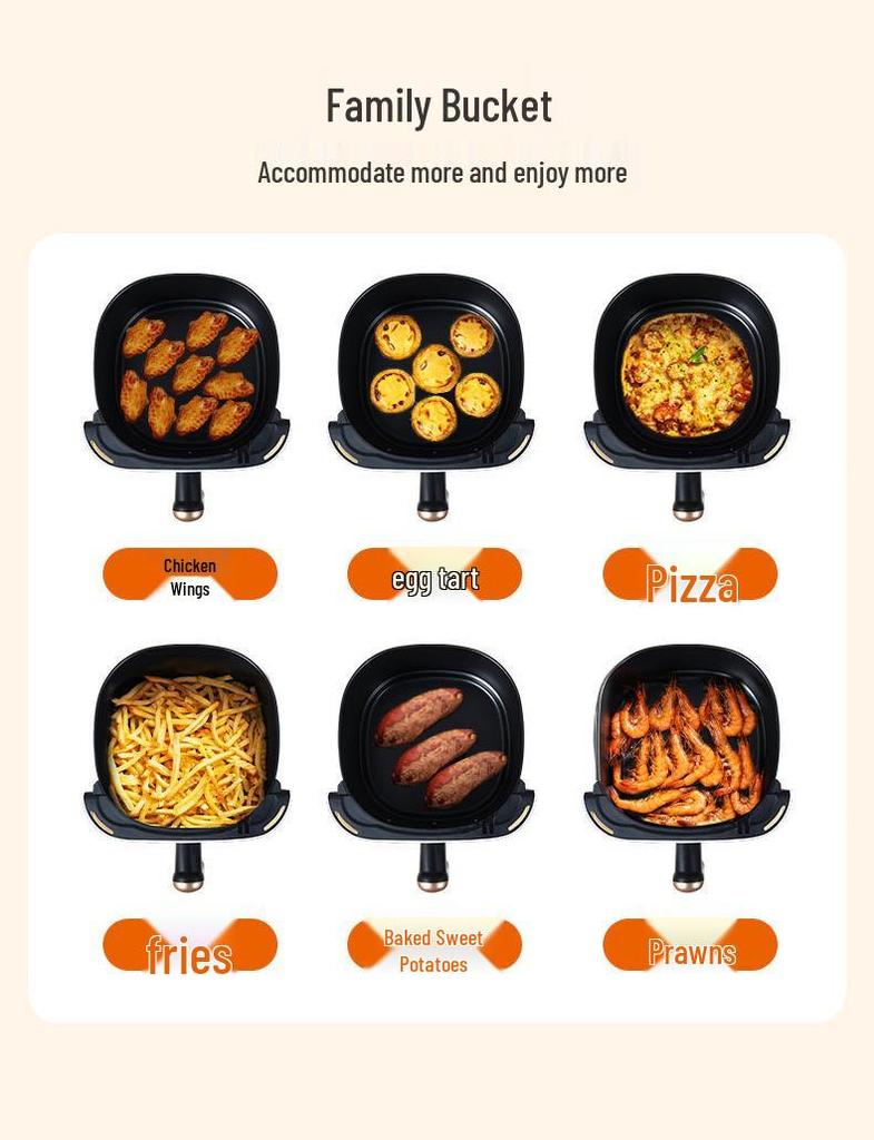 Stor kapacitet Multifunktionell Glas Airfryer med Cool-touch-vred—Perfekt för Pommes Frites och Mer!