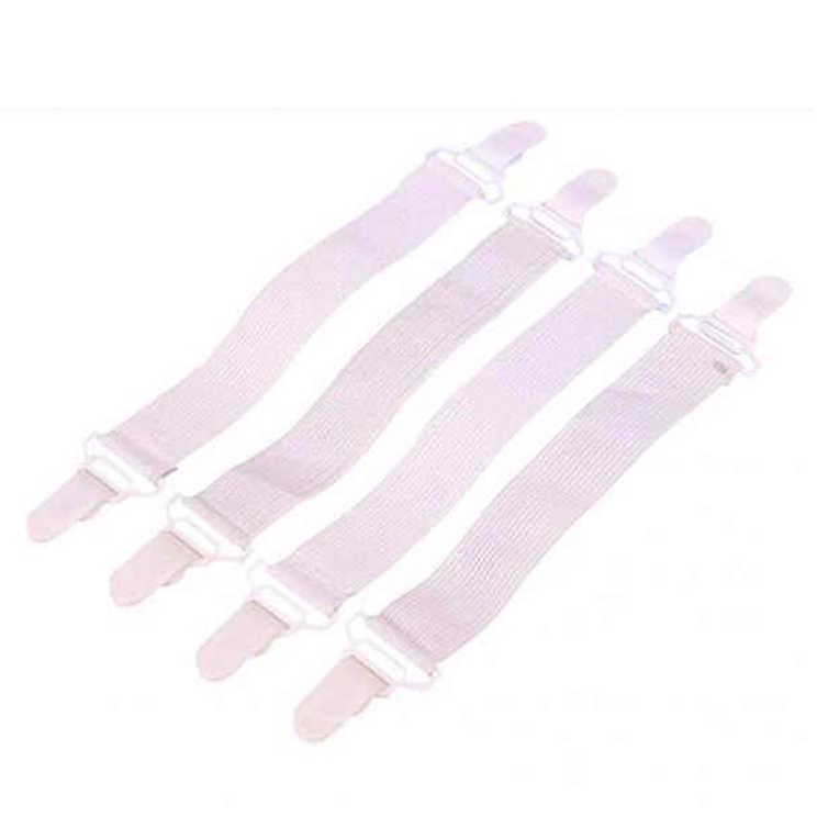 Buy 4 Pc/Lot White Bed Sheet Mattress Cover Blankets Grippers Straps