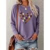 Women's Simple Heart-Shaped Combination Love Print One-piece Casual Long-sleeved Elegant Summer Top Fashionable and Cute T Vintage Loose-fitting