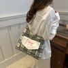 Fashion Multifunctional Contrast Color Plaid Large Capacity Casual Fashion College Sweet Bow One Shoulder Tote Bag Women