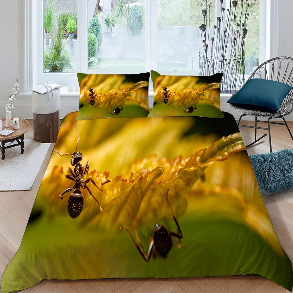 Ants Duvet Cover Set for Kids Boys Girls Teens Queen King Lightweight Bedspread Cover Bedroom Decor Insects Bedding Set No Quilt
