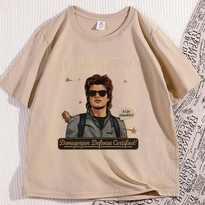 Babysitter Harrington T Shirt Short Sleeve Round Neck Mom of The Year St5 Stranger Movie T-shirt Cotton Oversized Streetwear