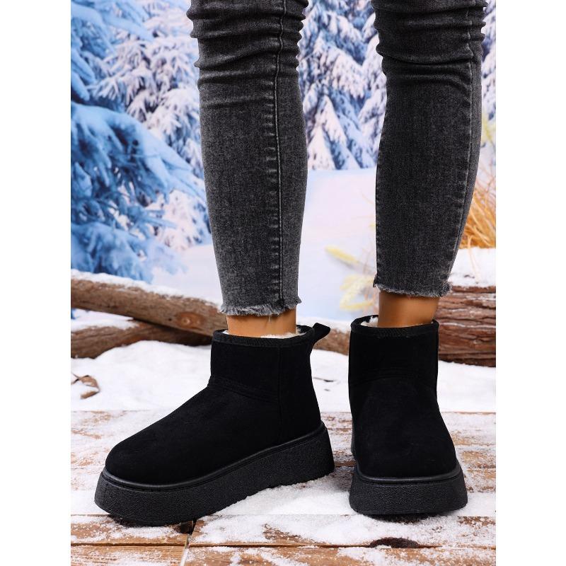 Women's Winter New Platform Snow Boots Fleece Lined Thickened Bread - Style Cotton Boots