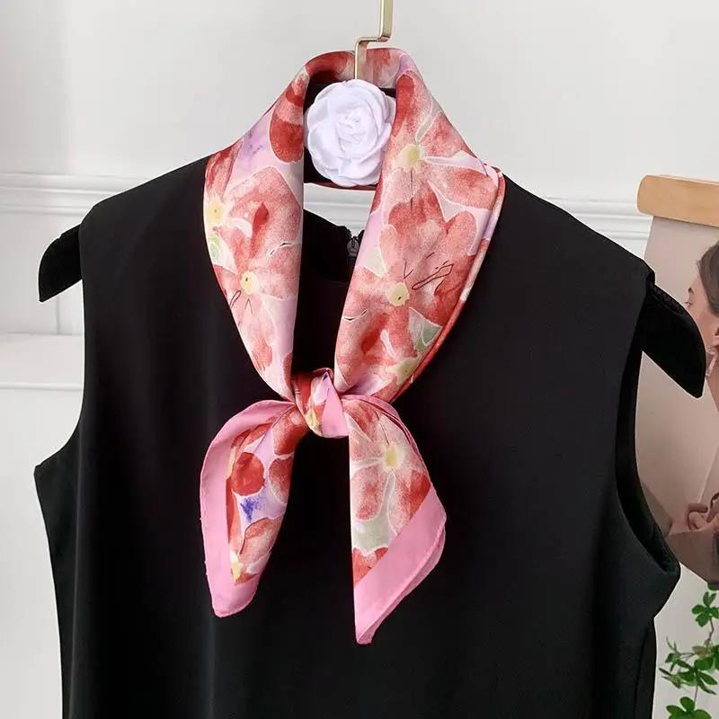 Retro 70*70 Square Scarf Colorful Silk Scarf Women Neck Scarf All-match Shawl Fashion Trendy Headscarf Women's Accessories Gifts