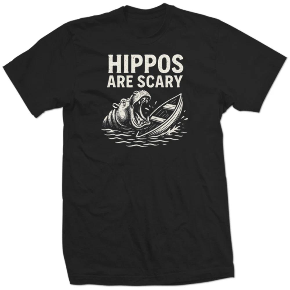 HIPPOS ARE SCARY Funny Animal Attack Survival Viral Boat Sinking Meme Shirt S