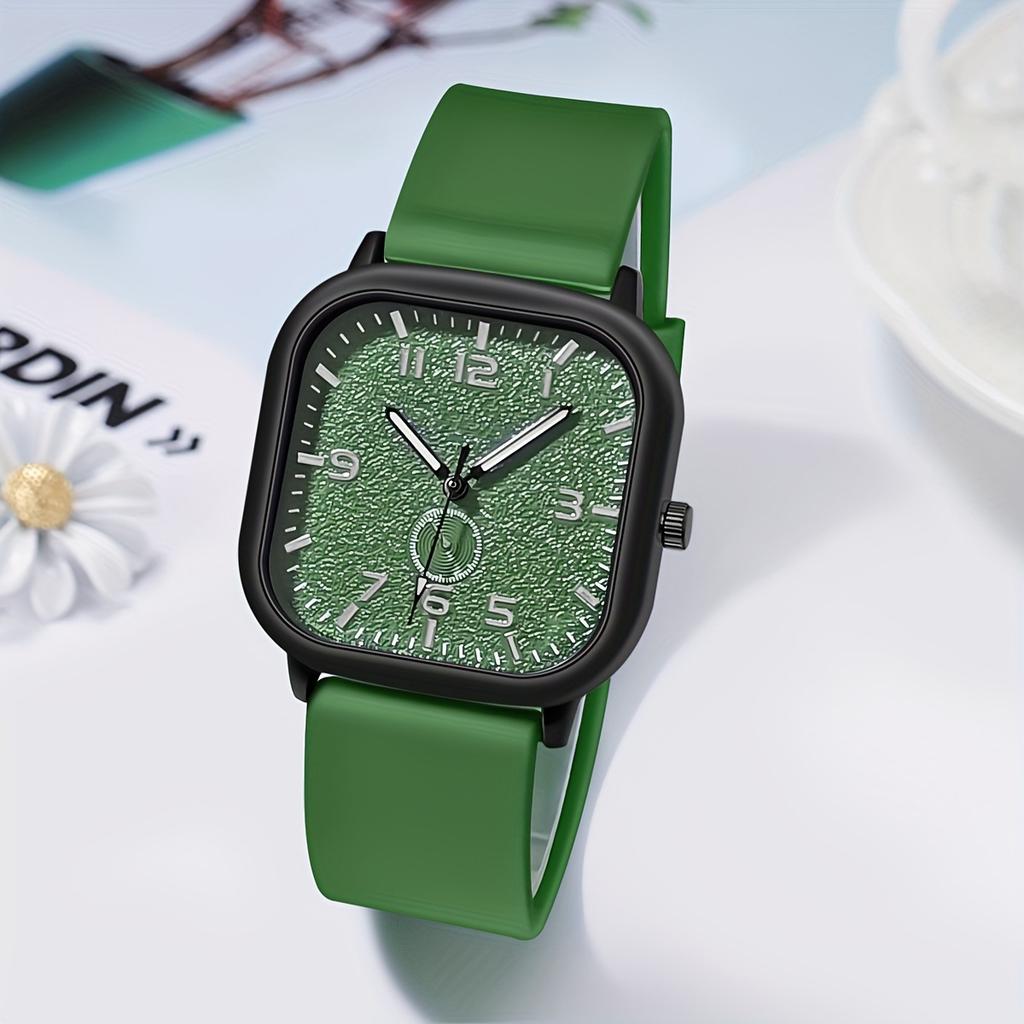 Square Watch Women's Silicone Tape Digital Disc Quartz Watch Men's and Women's College Style Student Watch