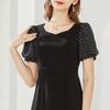 Light Retro Style Lantern Sleeve Dress with Summer Hepburn Style High-end Slim Fit A-line Skirt