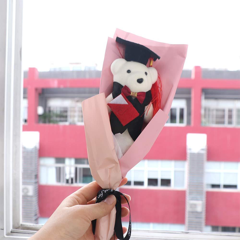 Lovely Bear Plush Bouquet Chic Graduation Gift Animal Bouquet Doctoral Bear Toy  Valentine'S Day