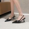 Summer Luxury Buckle Stiletto Sandals for Women Sexy Pointed Toe Low-Top Comfortable Office and Casual Women High Heels