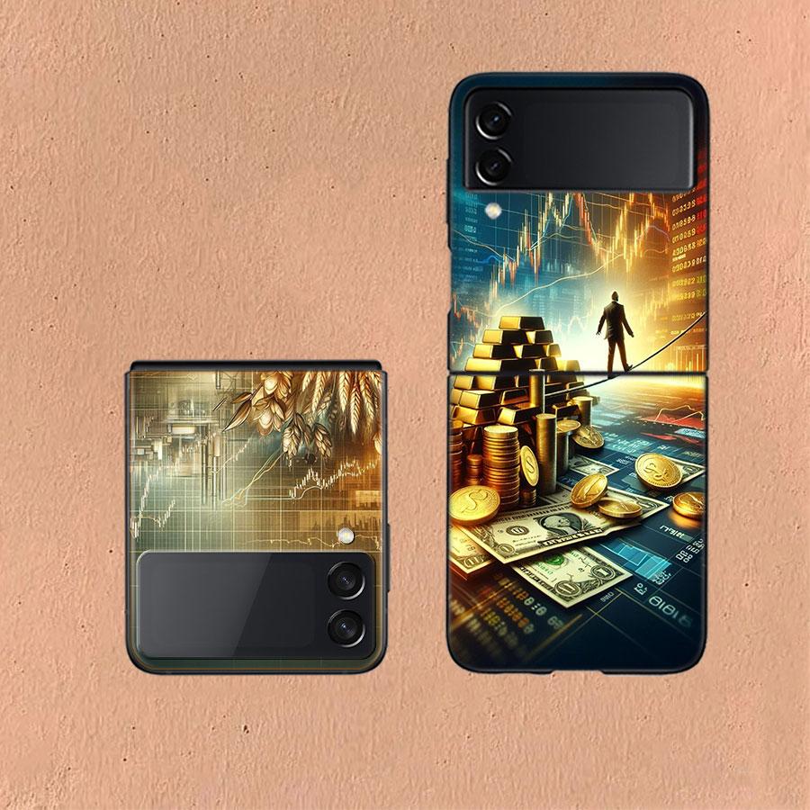 Trading Gold Contracts for Difference Phone Case For Samsung Z Flip 6 7 5G Galaxy Z Flip 5 4 3 5G Cases Shockproof Hard Cover TP