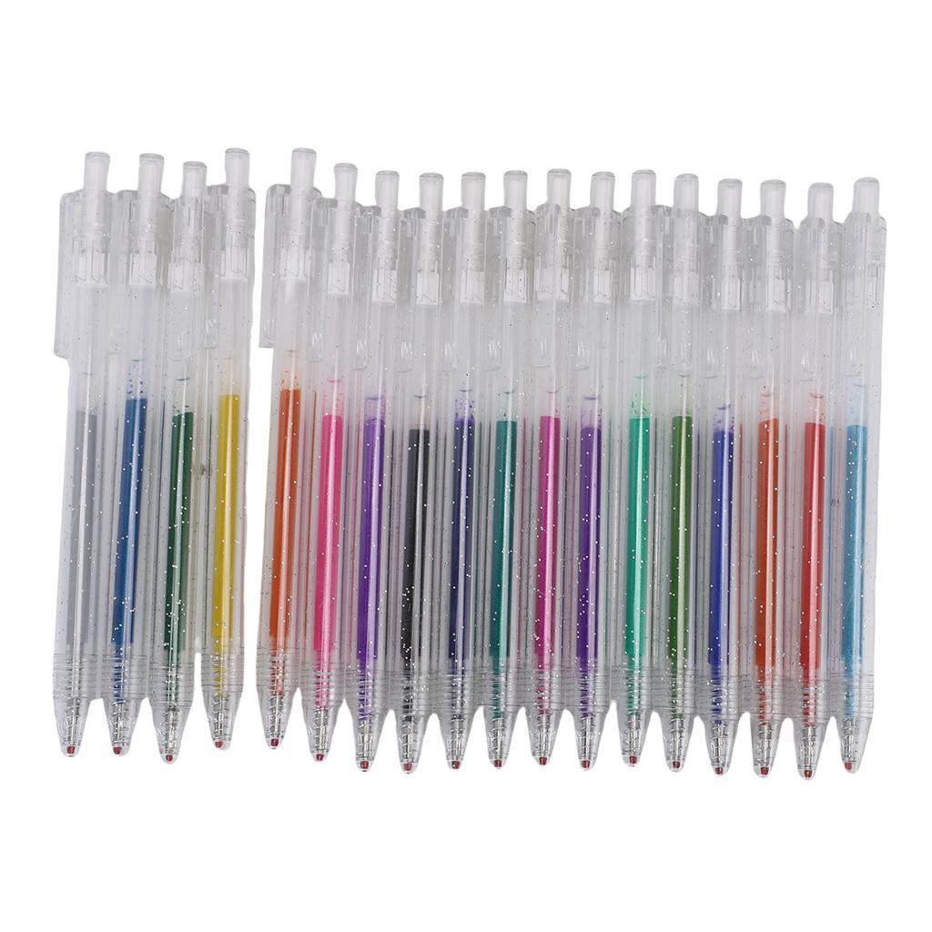 18 Colors Gel Ink Pen Set Retractable 1.0mm Tip Glitter Drawing Pen for Journal Coloring Calendar Decoration