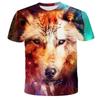European and American Trendy New Animal Wolf Cool 3D Digital Printed Pattern Street Style Men's Casual T-shirt