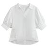 White Shirt Women's Middle Sleeve Summer Clothing Korean V-neck Pullover Top Fashionable and Elegant Commuting Temperament Pure Cotton Shirt
