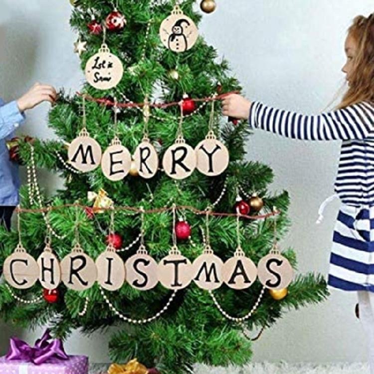 Unfinished Christmas Wood Slices with Rope Kit Festival Party Front Door Wall