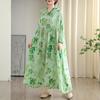 Women Plus Size Floral Print Maxi Dress  Casual Loose Long Sleeve O Neck Oversize Long Hat Dress 8109