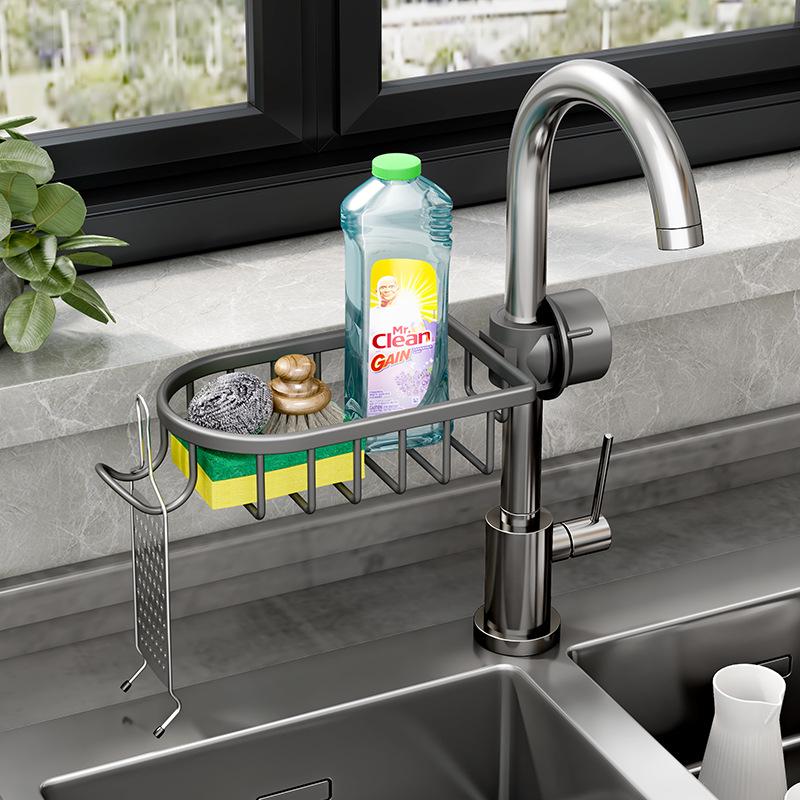 Kitchen Faucet Sink Storage Rack for Sponges, Rags, and Vegetables