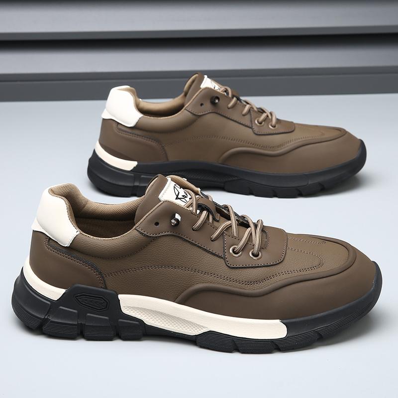Fashion Male Comfortable Casual Shoes Leather Lace-Up Flats Mens Lightweight Sneakers New Male Driving Shoe Outdoor Men's Skate Shoes