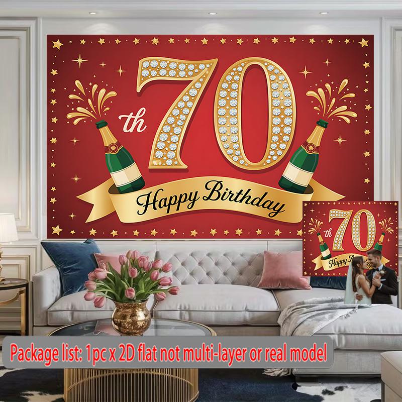 Party Backdrop 70Th Birthday Flat Celebration Photo Booth Front Door Decor