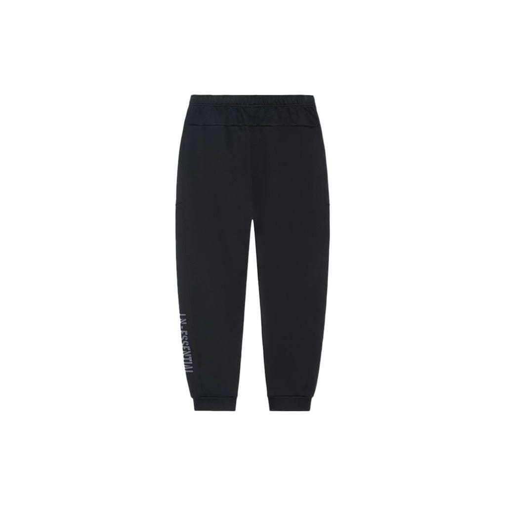 Li Ning Fitness Series Letter Print Solid Color Cuffed Sports Pants Men bottoms Black AKLS015-1