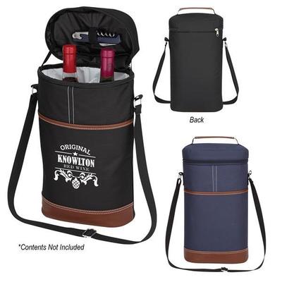 Isolierte Wein- und Lunchtasche - Tragbare runde Tonne mit verdickter Aluminiumfolie, Oxford-Stoff und Kühlakku für Berufstätige.