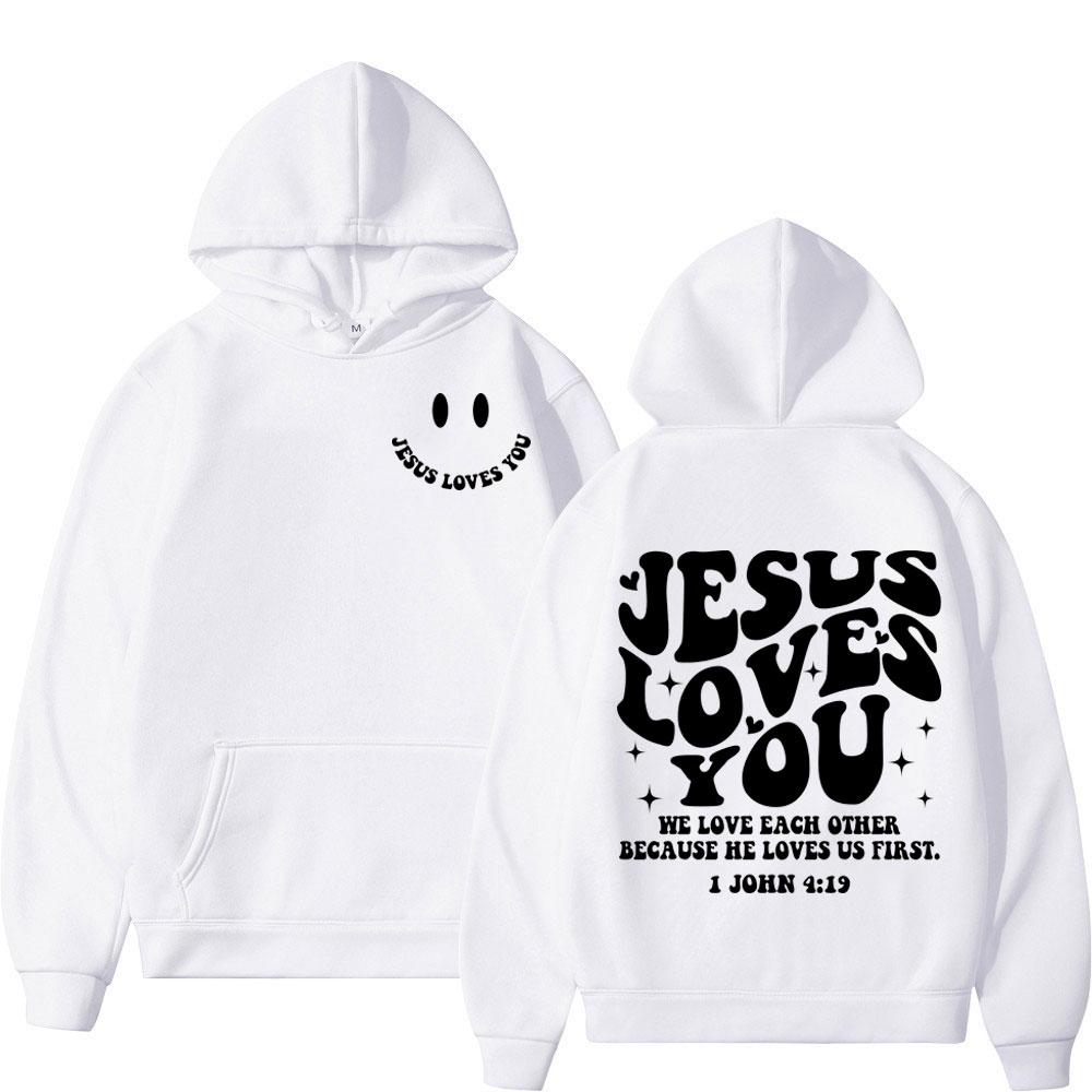Style double-sided printed hoodie with Jesus' love for you fashionable Men's sweatshirt high-quality retro sweatshirt