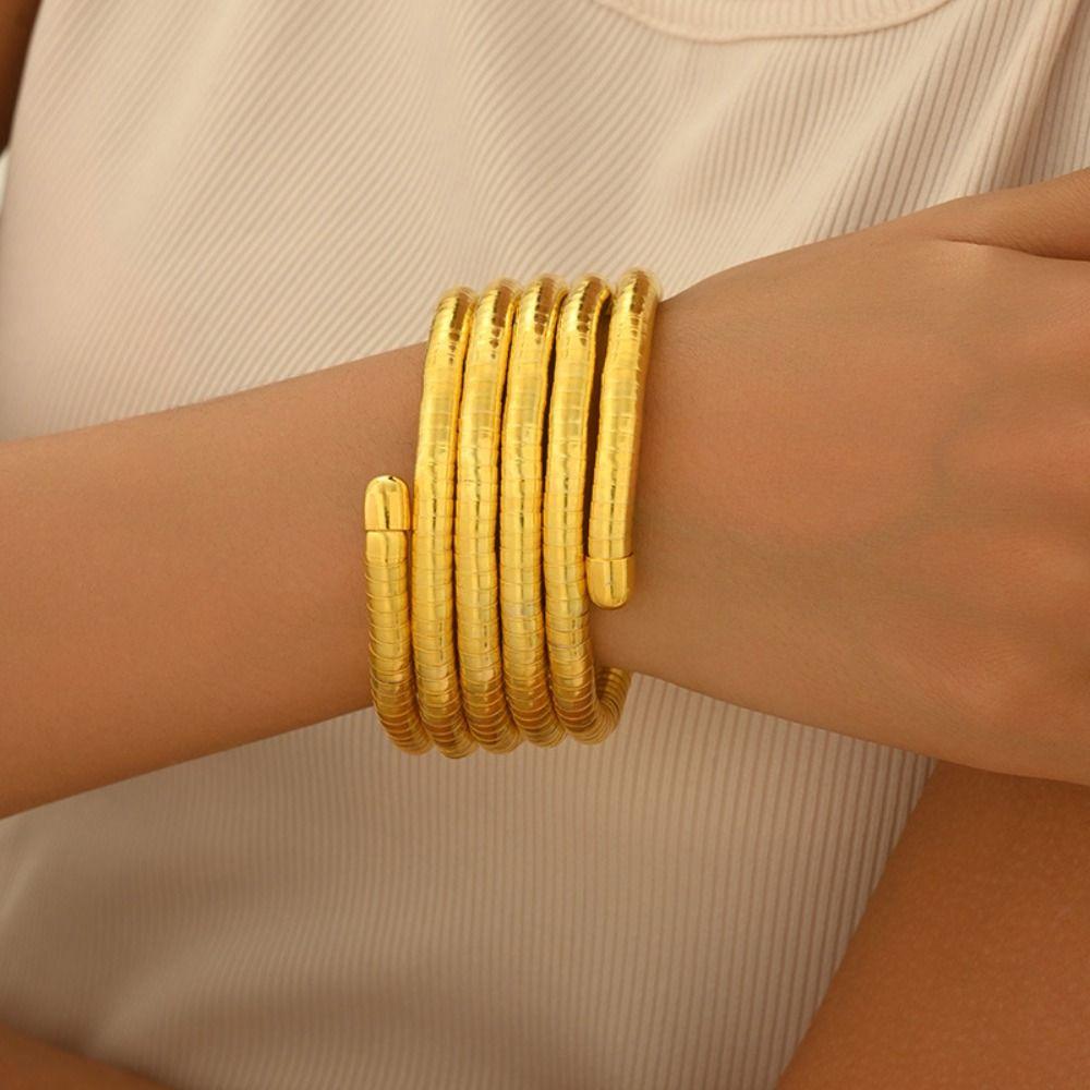Alloy Multilayer Bracelet Gold Color Punk Charm Bangle Silver Color Layered Stackable Wrist Bracelet Jewelry Accessories