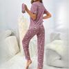 Damen Loungewear O-Ausschnitt Kurzarm Lange Hose Bedruckt Pyjama-Set