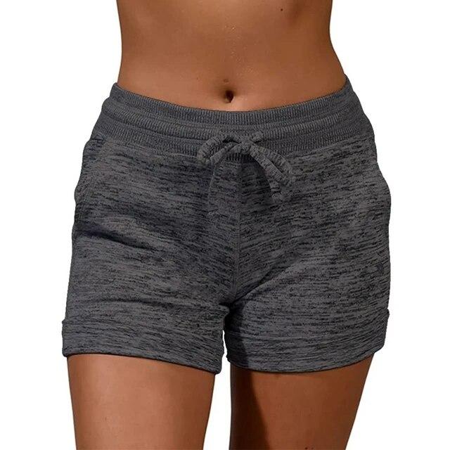 

Жіночі однотонні шорти з еластичною талією OVERSIZED Літні штани для йоги, тренажерного залу, фітнесу, бігу Спортивні штани Одяг S темно-сірий колір