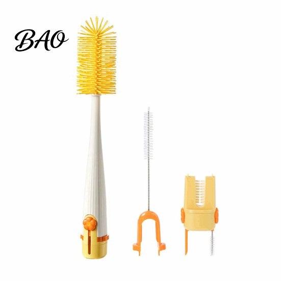 Container Cleaning Brush 5 in 1 Silicone Cup with Long Handle, Multifunctional Deep Kitchen Sink Accessory Brush, Non-slip Reusable Cleaner
