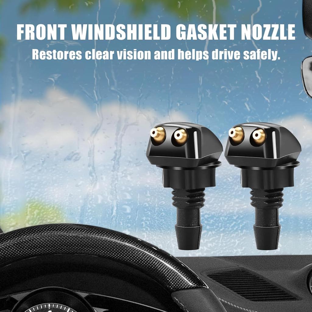 2 Pack Front Windshield Washer Nozzles Kit, Including Adapters And Hoses