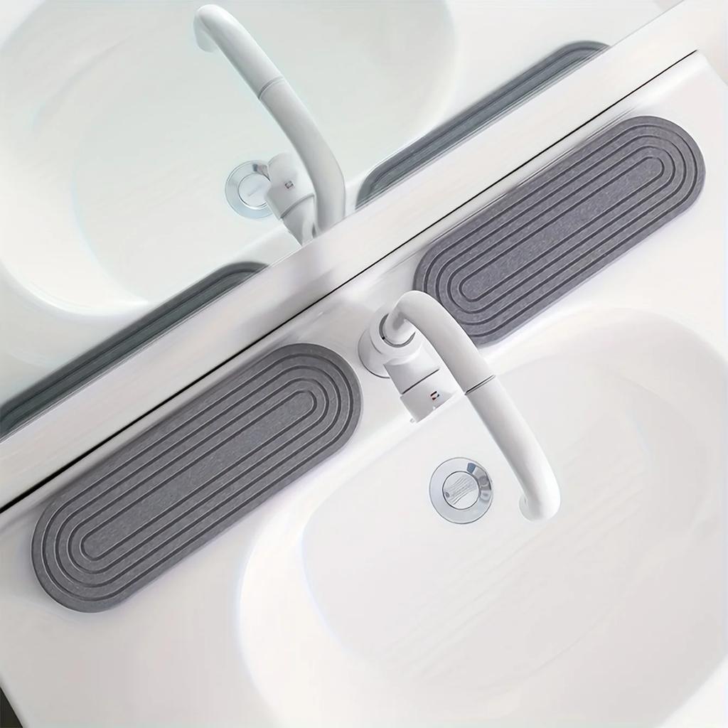 1pc Oval Carved Diatom Mud Absorbent Stone Table Mat, Beautiful And Simple,Suitable for Bathroom Countertops,Kitchen Countertops