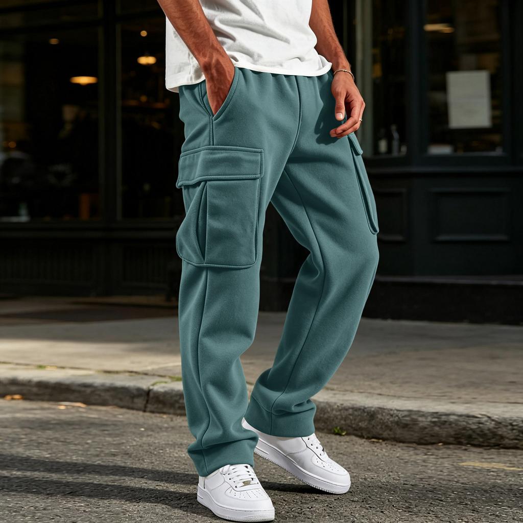 Herren-Jogginghose mit 4 Taschen, elastischer Bund mit Kordelzug, gerade Beine, Trainingshose