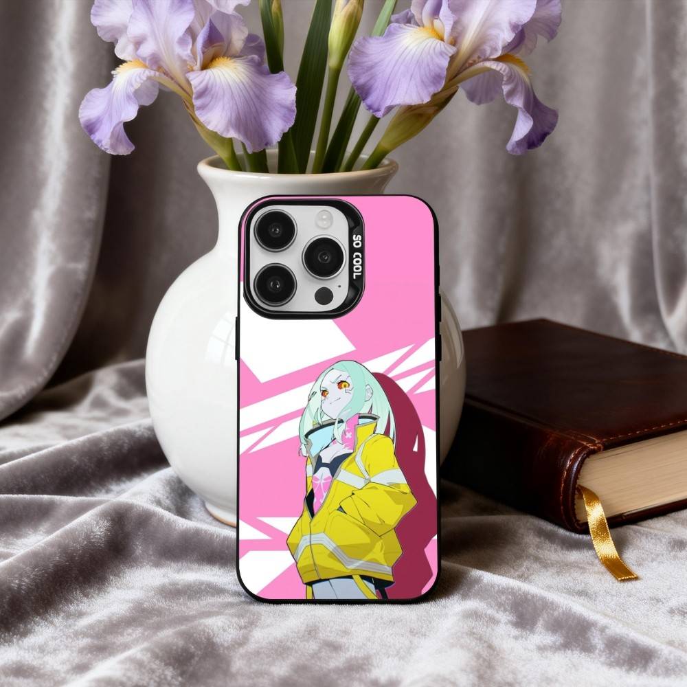 C-Cyberpunk-K R-RebeccaS Phone Case For iPhone17,16,15,14,13,12,11 Plus,Pro Max Candy Silver Plated Inside Cover