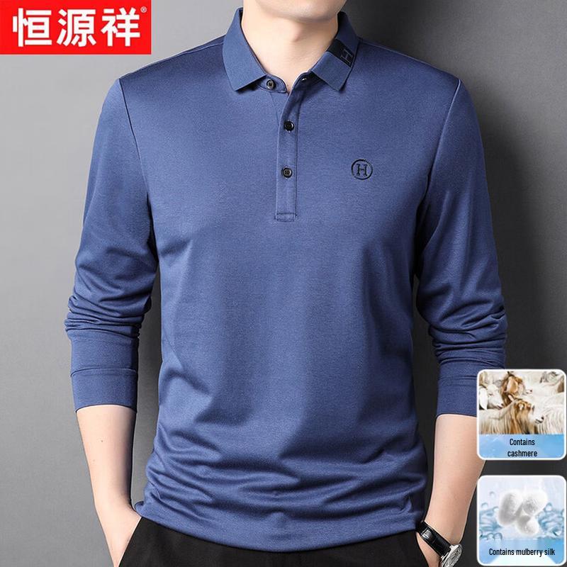 Men s Premium Silk Blend Embroidered Long-Sleeve Polo 56