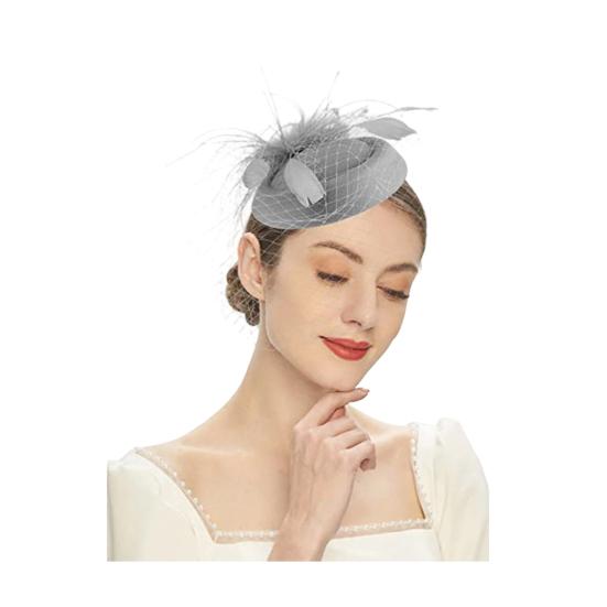 

Аксессуары для волос Сетчатый Цветочный Дизайн с Перьями Головной Убор Легкий Дышащий Тюль Свадебная Вечеринка Фата Невесты серый
