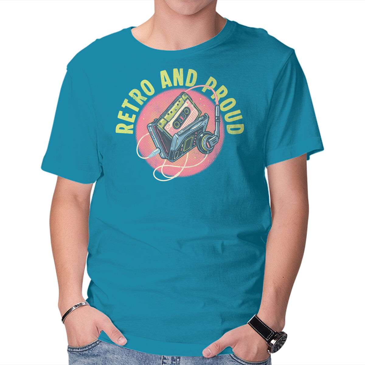 Unisex Crew Neck T-Shirt Retro And Proud Graphic Short Sleeve Casual Tee S
